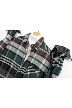 پیراهن گشاد فصل جدید شطرنجی سبز برند Boss ManSwear کد 1640423799