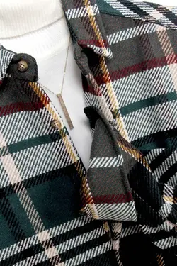 پیراهن گشاد فصل جدید شطرنجی سبز برند Boss ManSwear کد 1640423799