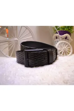 کمر کمربند مردانه پوست 100100% اصل طرح‎دار مشکی 4.5cm برند SSBDesign کد 1635020471