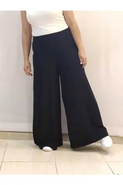 بافتنی کمر کشی فولادی پاچه گشاد دامن شلواری مشکی برند Mertcan Butik کد 1668853923