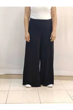 بافتنی کمر کشی فولادی پاچه گشاد دامن شلواری مشکی برند Mertcan Butik کد 1668853923
