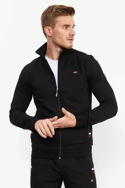 ست لباس راحتی اسلیم فیت پاچه یقه ایستاده کلاسیک زیپدار مردانه مشکی برند Tommy Life کد 1668824523