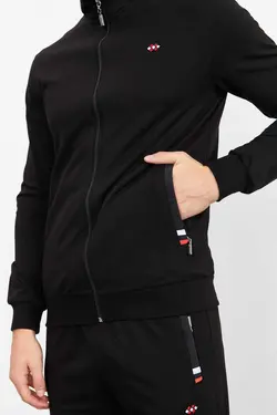 ست لباس راحتی اسلیم فیت پاچه یقه ایستاده کلاسیک زیپدار مردانه مشکی برند Tommy Life کد 1668824523