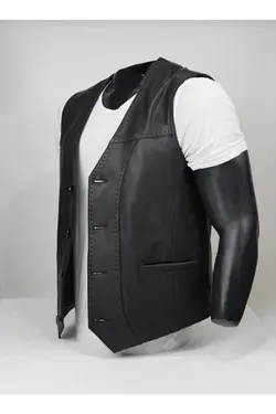 جلیقه چرم مشکی برند Savran Deri کد 1668817987