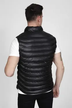 جلیقه پفدار چرم مشکی مردانه برند MODA BASKCA کد 1668765081