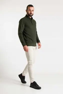 پلیور بافتنی یقه سه دکمه یشمی مردانه برند ZEKİ ÖZER کد 1668975065