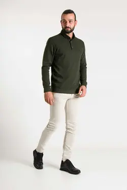 پلیور بافتنی یقه سه دکمه یشمی مردانه برند ZEKİ ÖZER کد 1668975065