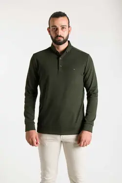 پلیور بافتنی یقه سه دکمه یشمی مردانه برند ZEKİ ÖZER کد 1668975065