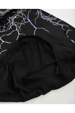 سوییشرت کلاهدار گشاد چاپی مشکی برند Sokak Butik کد 1668947587