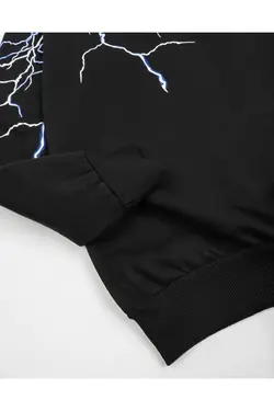 سوییشرت کلاهدار گشاد چاپی مشکی برند Sokak Butik کد 1668947587