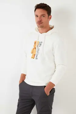 سوییشرت چاپ اسلیم فیت کلاهدار پنبه ای طرح‎دار مردانه برند Buratti کد 1669136676