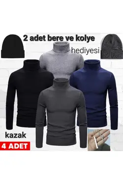 گردنبند کلاه پلیور یقه اسکی ترکیبی برند EMKA GİYİM کد 1669136502