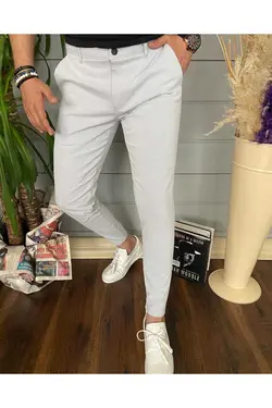 اسلیم فیت کتان طوسی روشن شلوار مردانه برند Ser Joven کد 1669135652