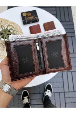 کیف پول جا کارتی بزرگ گشاد مردانه چرم اصل قهوه vocca برند bayderi کد 1669224423