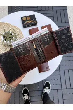 کیف پول جا کارتی بزرگ گشاد مردانه چرم اصل قهوه vocca برند bayderi کد 1669224423