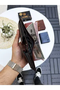 کیف پول جا کارتی بزرگ گشاد مردانه چرم اصل قهوه vocca برند bayderi کد 1669224423