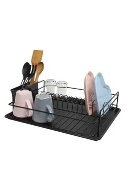 جا بشقابی سبد آبچکان پلاستیکی ترمو ضد زنگ تک طبقه روکش مشکی برند Sas کد 1669378503