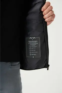 کاپشن اسپرت پفدار بادگیر یقه ایستاده استاندارد مشکی مردانه برند Avva کد 1669442722