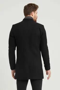 پالتو اسلیم فیت یقه ایستاده مشکی مردانه برند MODAMESTO کد 1669958934