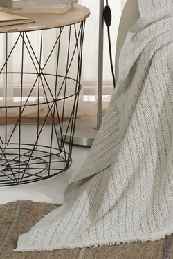 پتو روانداز مبل پنبه ای ورا طوسی تکی 200x150cm برند Lux Touch کد 1669717263