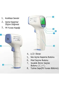دماسنج تب سنج بدون تماس آبی از پیشانی برند Life Net Medikal کد 1669714923