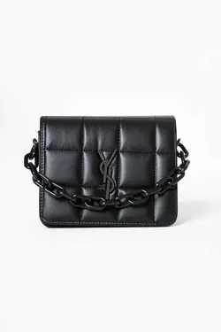 زنجیردار دوشی طرح‎دار پنبه دوزی شده مربع کیف بند‎دار سال ها مشکی زنانه برند NakshiStore کد 1670131955