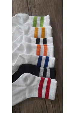 جوراب پنبه ای 7‎تکه نیمه راه‎راه سفید برند SOCKSHION کد 1671426694