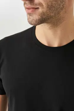 اسلیم فیت آستین کوتاه یقه گرد تیشرت 100پنبه مشکی مردانه برند Altınyıldız Classics کد 1671603509