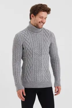 پلیور بافتنی طرح‎دار طوسی مردانه برند COOL TARZ کد 1671709300