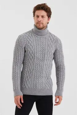 پلیور بافتنی طرح‎دار طوسی مردانه برند COOL TARZ کد 1671709300