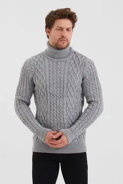 پلیور بافتنی طرح‎دار طوسی مردانه برند COOL TARZ کد 1671709300