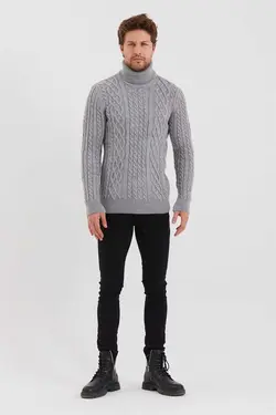 پلیور بافتنی طرح‎دار طوسی مردانه برند COOL TARZ کد 1671709300