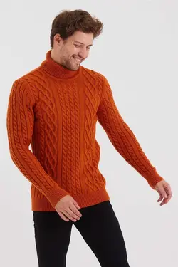 بافتنی طرح‎دار آجری مردانه برند COOL TARZ کد 1671709283