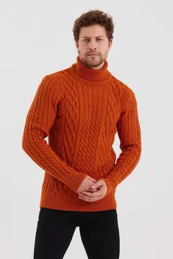 بافتنی طرح‎دار آجری مردانه برند COOL TARZ کد 1671709283