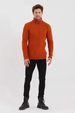 بافتنی طرح‎دار آجری مردانه برند COOL TARZ کد 1671709283