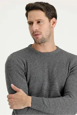 پلیور بافتنی اسلیم فیت طرح‎دار پشمی یقه گرد برند Kiğılı کد 1671709278