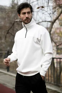 سوییشرت زمستانی مویی متناسب نرم پنبه ای داخل مردانه برند Buratti کد 1671901168