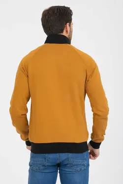 کت سوییشرت متناسب زمستانی داخل یقه ایستاده شتری زیپدار برند BESSA کد 1671901207