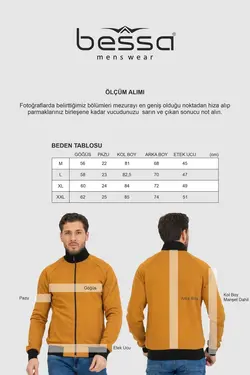 کت سوییشرت متناسب زمستانی داخل یقه ایستاده شتری زیپدار برند BESSA کد 1671901207