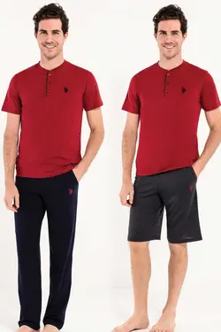 شلوارک پیژامه آستین کوتاه زرشکی مردانه برند U.S. Polo Assn. کد 1672555329