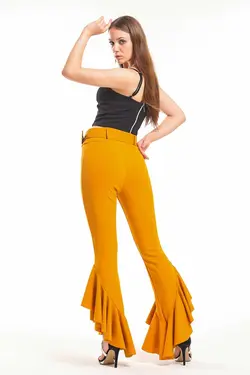 فولادی کامل والان‎دار پاچه کمربند‎دار زعفرانی شلوار برند Sense کد 1673011070