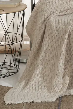 پتو روانداز مبل پنبه ای ورا بژ تکی 200x150cm برند Lux Touch کد 1673155908