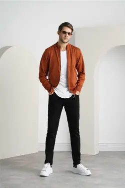 بافتنی تک نفره آجری مردانه برند Tarz Cool کد 1673706440