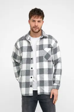 پیراهن اسلیم فیت چهارخانه تک جیب طوسی 100% اصل مردانه برند Enuygunenmoda کد 1673773035