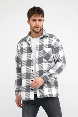 پیراهن اسلیم فیت چهارخانه تک جیب طوسی 100% اصل مردانه برند Enuygunenmoda کد 1673773035