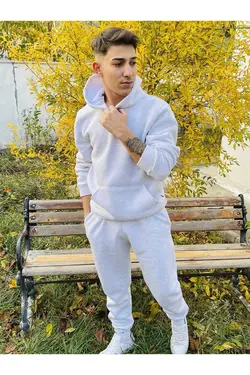 ست لباس راحتی راحت 3نخ ملانژ سفید برند YAKAMEL کد 1674318838