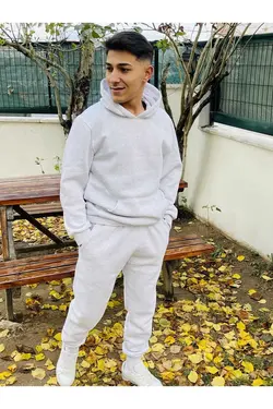 ست لباس راحتی راحت 3نخ ملانژ سفید برند YAKAMEL کد 1674318838