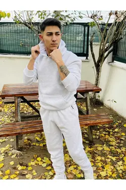 ست لباس راحتی راحت 3نخ ملانژ سفید برند YAKAMEL کد 1674318838