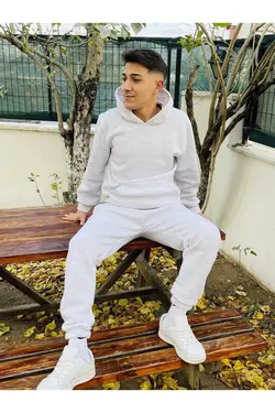 ست لباس راحتی راحت 3نخ ملانژ سفید برند YAKAMEL کد 1674318838