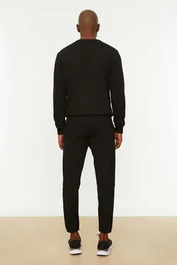 شلوار راحتی متناسب مردانه طرح‎دار دوخته شده مشکی برند TRENDYOL MAN کد 1647099672